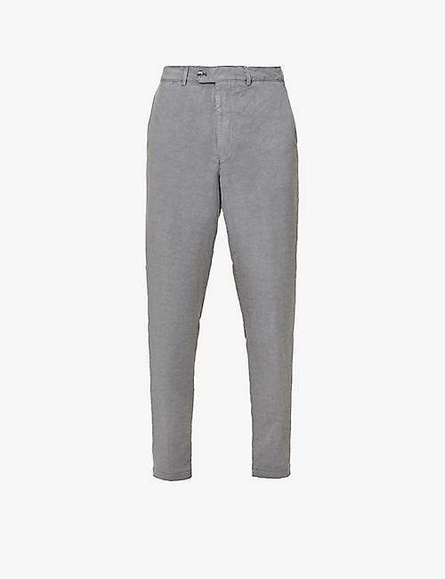 OSCAR JACOBSON: Nico pleated regular-fit tapered woven trousers
