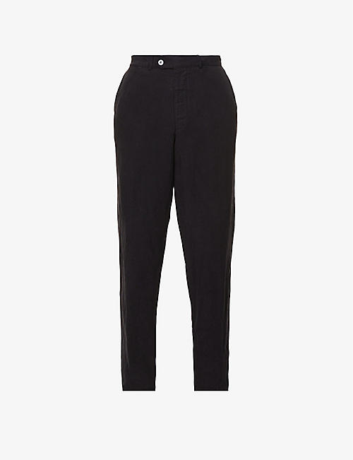 OSCAR JACOBSON: Nico pleated regular-fit tapered woven trousers
