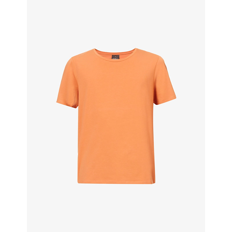 Oscar Jacobson Kyran Crewneck Stretch-cotton T-shirt In Orange Leaf
