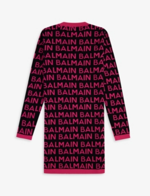 BALMAIN Logo-print cotton-knit midi dress 12-14 years