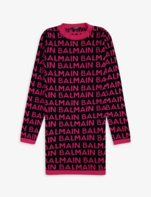 BALMAIN Logo-print cotton-knit midi dress 12-14 years