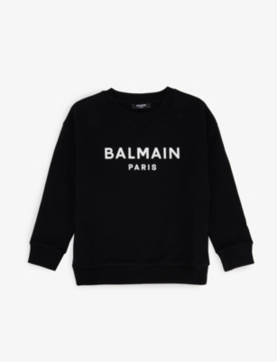 Balmain Logo-plaque Cotton Sweatshirt In Black