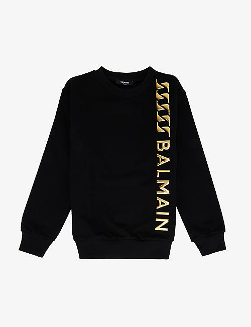 BALMAIN: Chain logo-print cotton-jersey sweatshirt 10-14 years