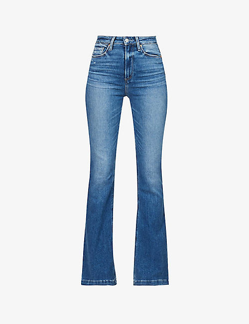PAIGE: Iconic flared high-rise stretch-denim jeans