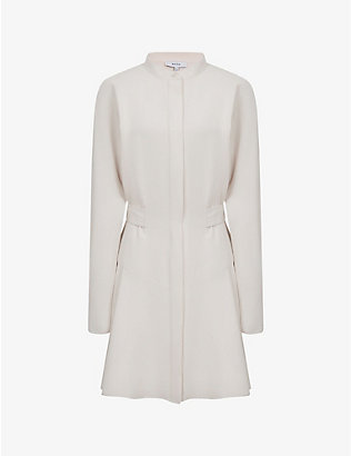 REISS: Leia belted-waist recycled-polyester mini dress