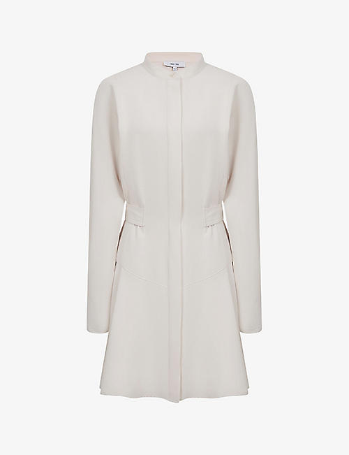 REISS: Leia belted-waist recycled-polyester mini dress