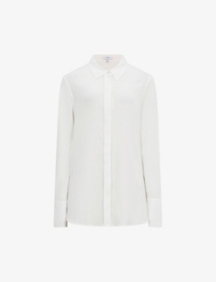 Reiss Womens Ivory Eden Longer-hem Silk Shirt