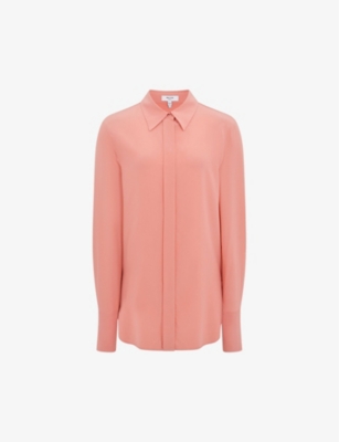 Reiss Womens Pink Eden Longer-hem Silk Shirt