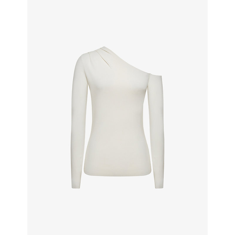 REISS REISS WOMEN'S IVORY LUCY OFF-SHOULDER STRETCH-KNIT TOP,56776240