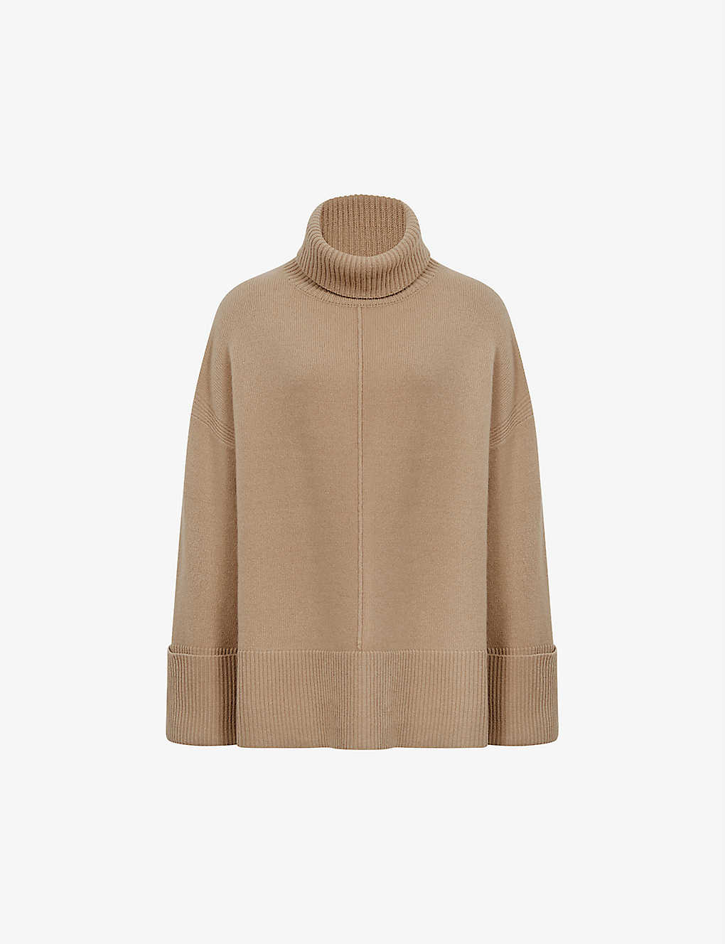Reiss Sarah Relaxed-fit Roll-neck Wool-blend Jumper In Camel