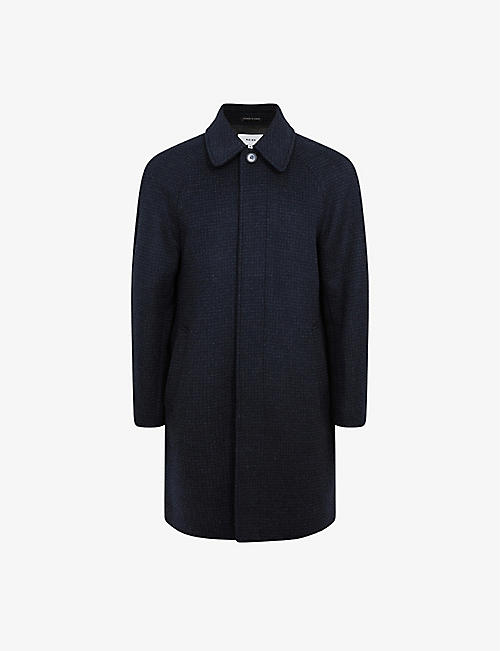 REISS: Cast dogtooth brushed wool-blend coat