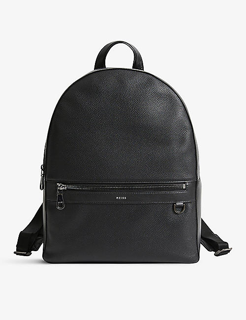 REISS: Carter grained leather backpack