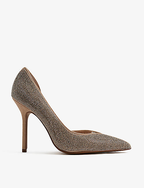 REISS: Baines crystal-embellished suede and stone heels
