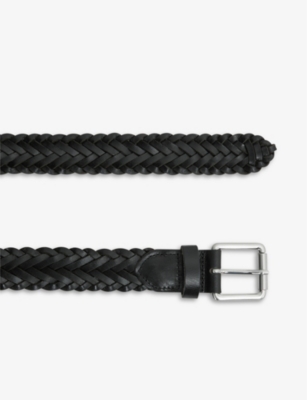 Shop Reiss Men's Black Carlton Woven Leather Belt