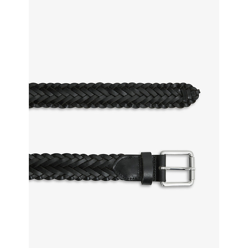 Shop Reiss Men's Black Carlton Woven Leather Belt