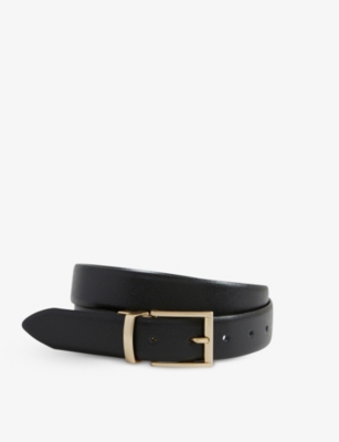 Reiss Mens Black Ricky Reversible Leather Belt