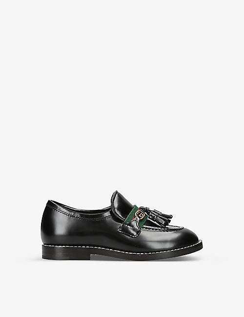 GUCCI: Faye tasselled leather loafers 1-4 years old