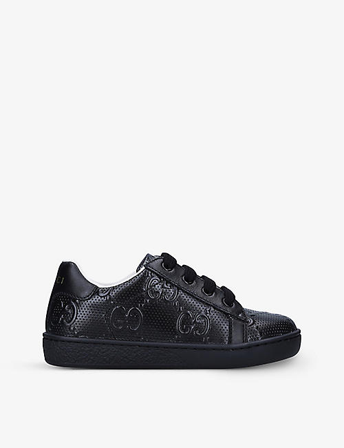 GUCCI: New Ace logo-embroidered leather trainers 6 months - 4 years