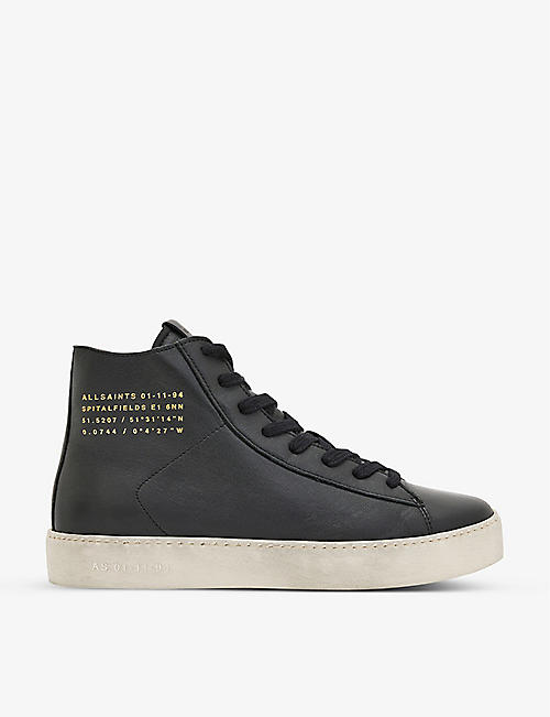 ALLSAINTS: Tana logo-print leather high-top trainers