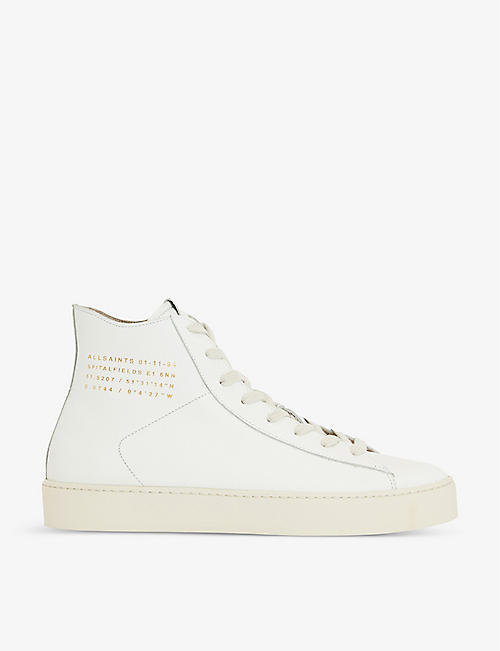 ALLSAINTS: Tana logo-print leather high-top trainers