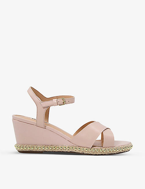 DUNE: Keelie mini-wedge leather sandals