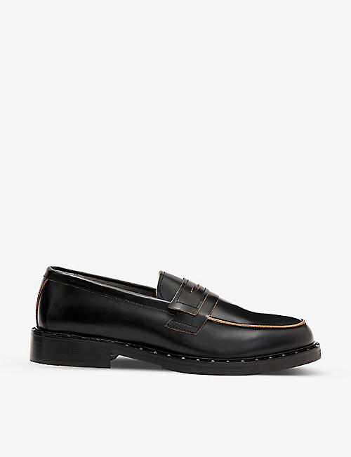 ALLSAINTS: Dalias stud-embellished leather loafers
