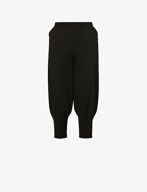 SERIENUMERICA: Relaxed fit tapered-leg high-rise cotton-knit trousers