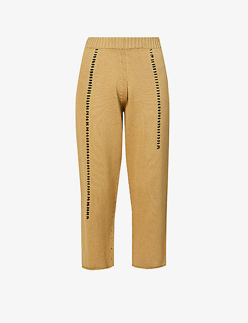 SERIENUMERICA: Straight-leg mid-rise cotton-knit trousers