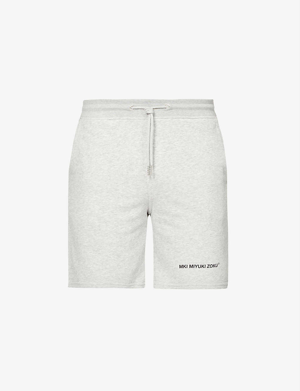 Mki Miyuki Zoku Staple Brand-print Organic-cotton And Recycled-polyester Blend Shorts In Grey