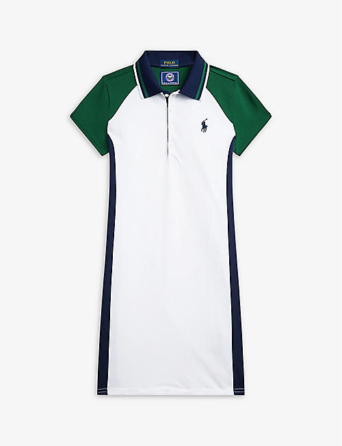 RALPH LAUREN: Logo-embroidered cotton polo dress 6-14 years