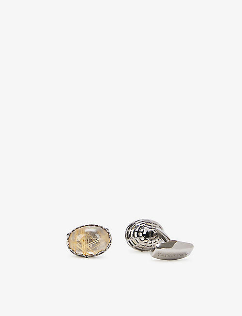 TATEOSSIAN: Oval Quartz sterling-silver cufflinks