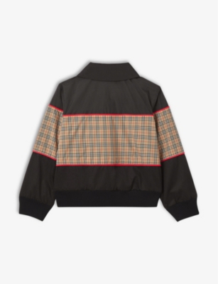 BURBERRY Liam checked-panel woven technical jacket 4-14 years