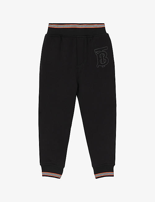 BURBERRY: Lester logo-print cotton jogging bottoms 3-14 years