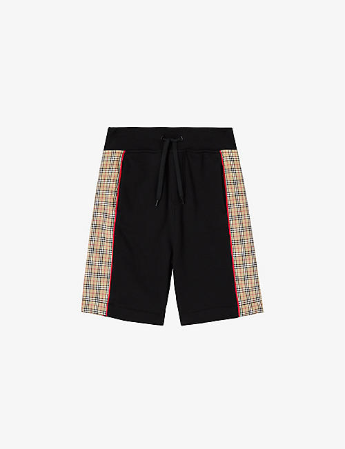 BURBERRY: Jonah contrast-panel checked cotton shorts 3-14 years