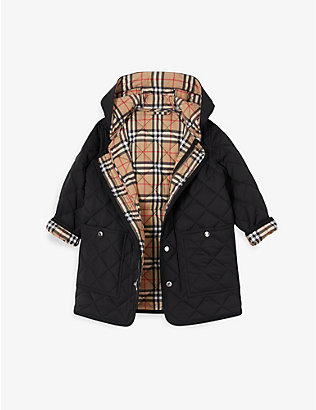 BURBERRY: Reilly quilted check-lined shell jacket 4-14 years