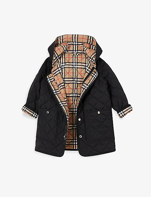 BURBERRY: Reilly quilted check-lined shell jacket 4-14 years