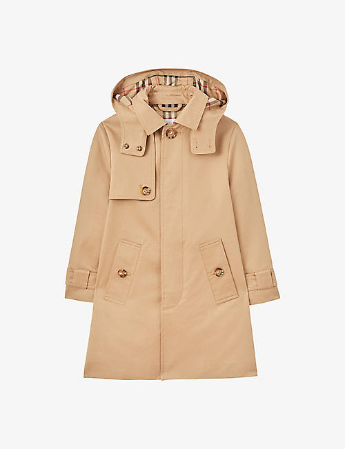 BURBERRY: Bradley check-print cotton trench coat 4-14 years
