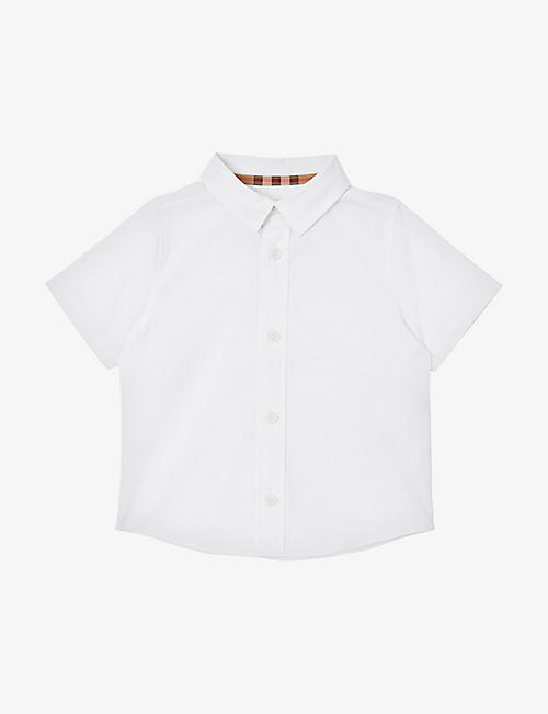 BURBERRY: Owen logo-print stretch-cotton short-sleeved shirt 6 months-2 years