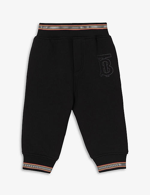 BURBERRY: Lester logo-embroidered cotton jogging bottoms 6 months - 2 years