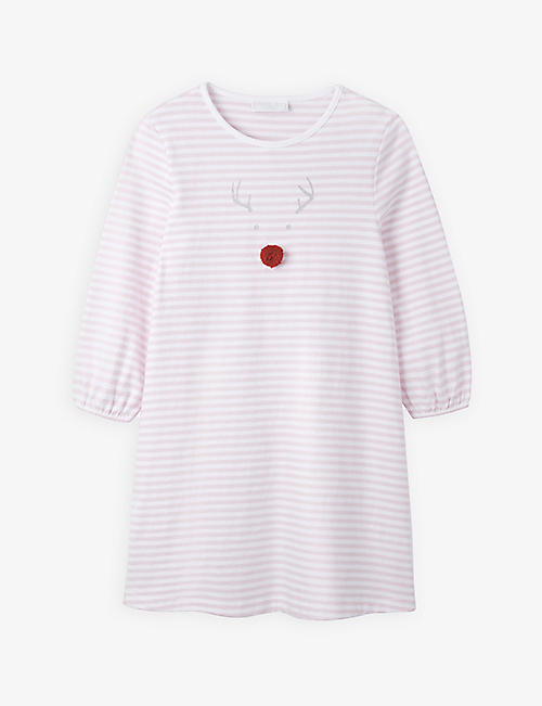 THE LITTLE WHITE COMPANY: Jingles pom-pom embellished cotton n7-10 yearsightdress