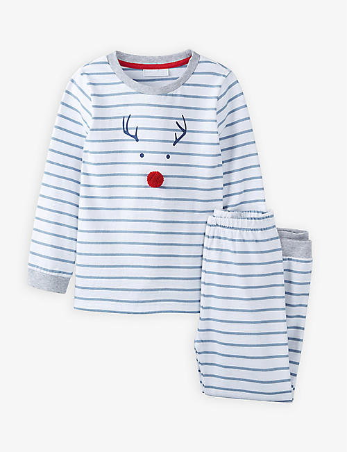 THE LITTLE WHITE COMPANY: Jingles striped cotton pyjama set 7-10 years