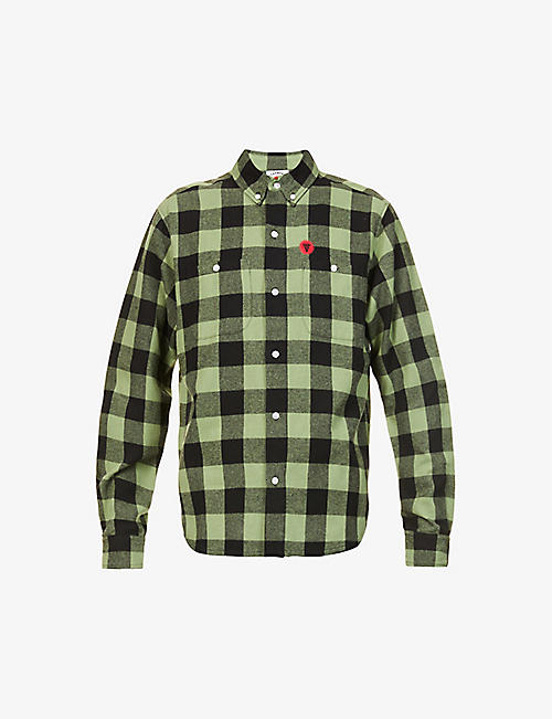 ICECREAM: Checked logo-print relaxed-fit cotton shirt