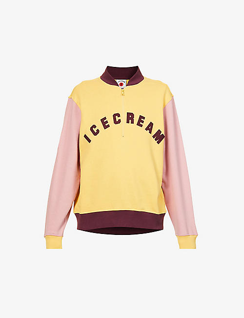 ICECREAM: Half-zip baseball-collar cotton sweatshirt