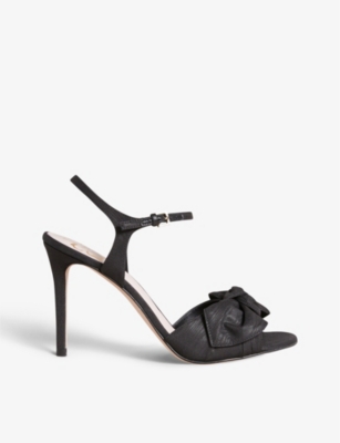 Ted Baker Women's Heevia-moire Satin Bow 90mm High Heel Sandals In Black