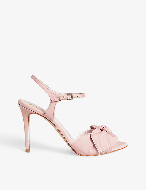 TED BAKER: Moire bow-embellished satin heeled sandals