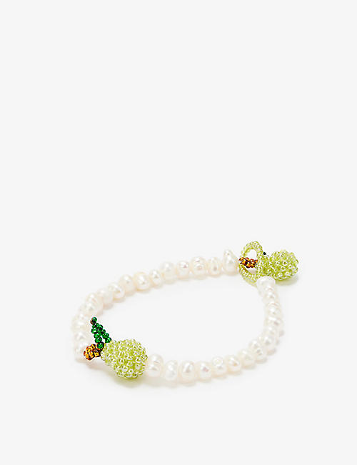 PURA UTZ: Pear freshwater pearls and glass beads bracelet