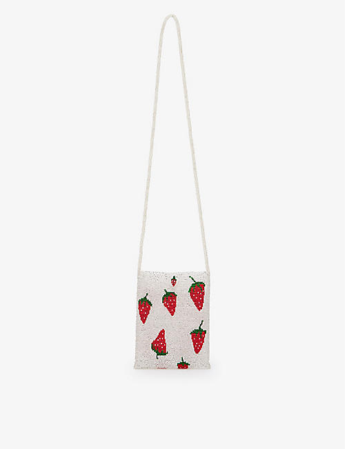 PURA UTZ: Strawberry-print glass cross-body phone bag