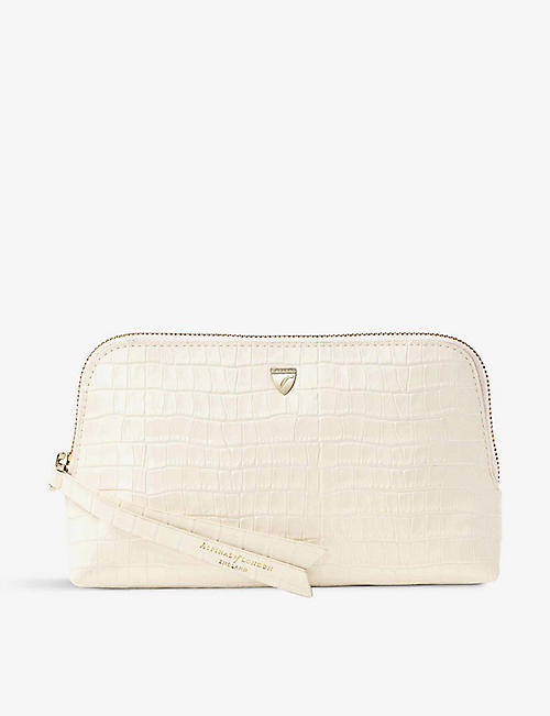 ASPINAL OF LONDON: Essential mock-croc embossed leather cosmetic case