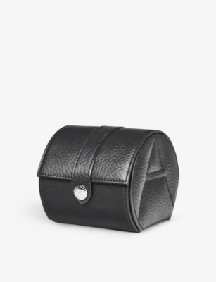 Shop Aspinal Of London Women's Black Travel Logo-print Leather Watch Box