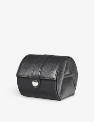 Aspinal Of London Womens Black Travel Leather Watch Roll In Black